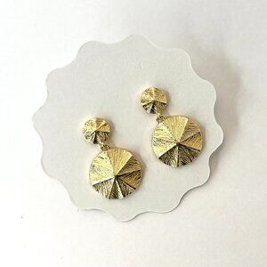 Gold Dangle Drop earrings Office Casual Minimalist Modern Leafy 1 inch